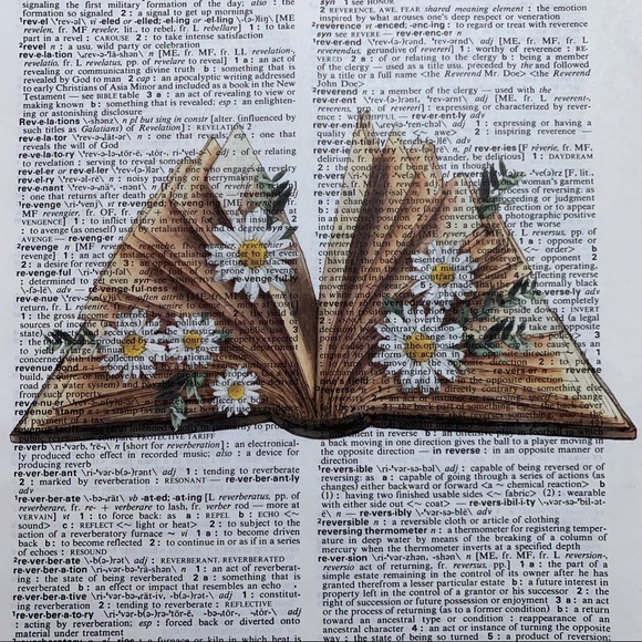 Other - Dictionary Art Print Book with Daisy Flowers, Vintage Art Print